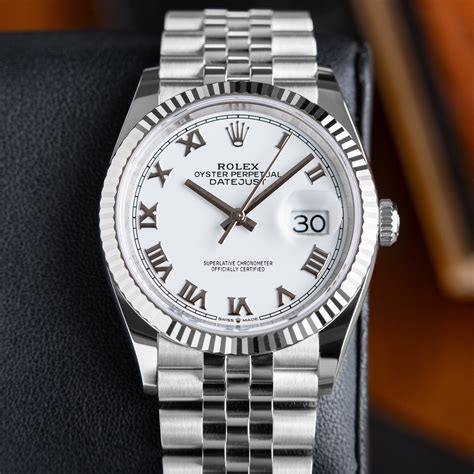 rolex datejust 36mm white dial.